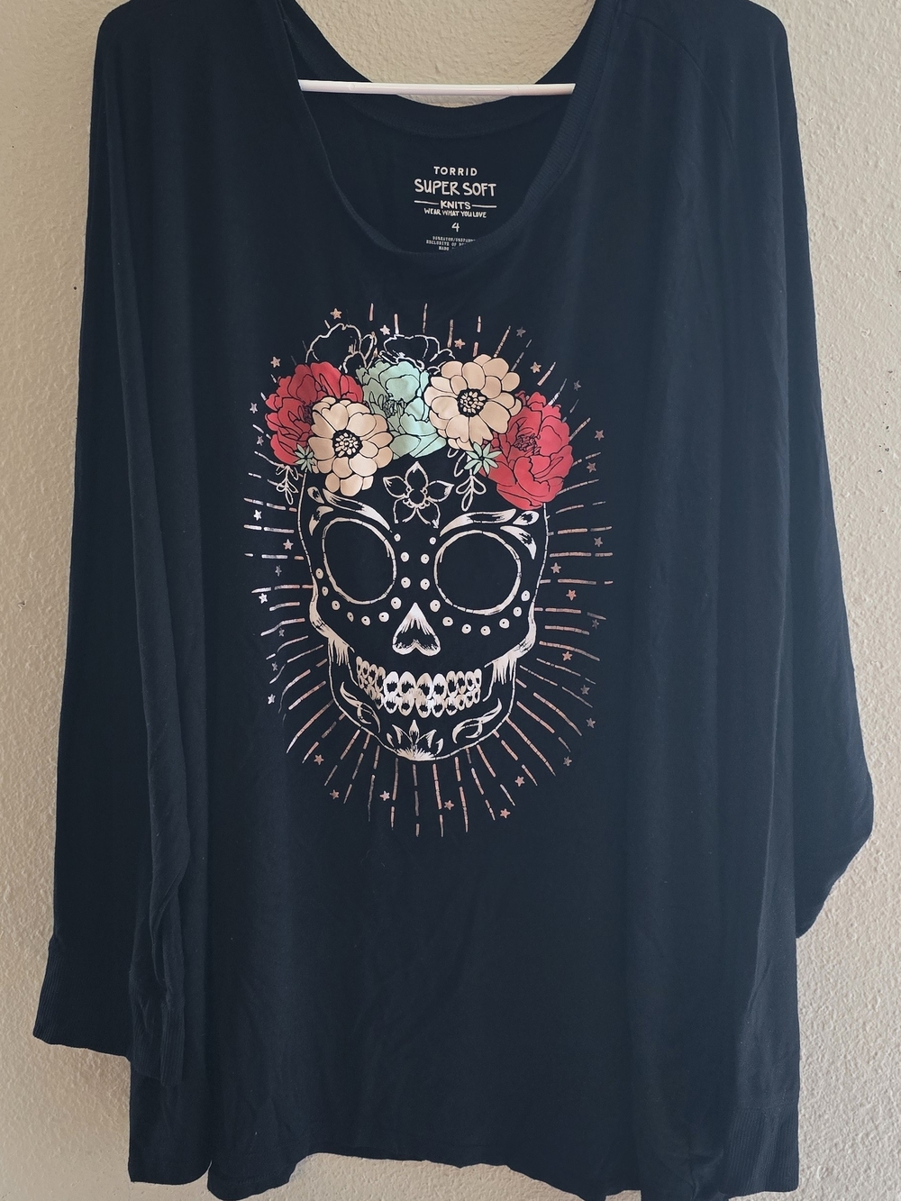 torrid Black Floral Sugar Skull Tank Top